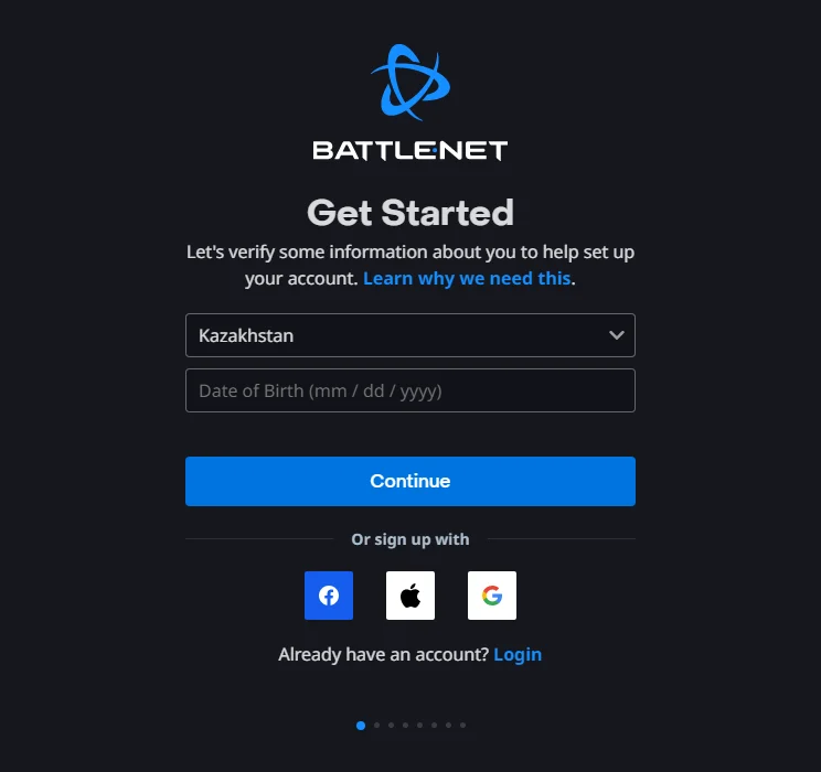 Регистрация аккаунта на Battle net для пополнения кошелька